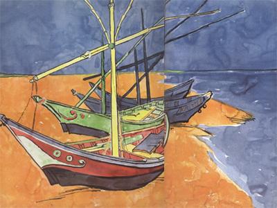 Vincent Van Gogh Boats on the Beach of Saintes-Maries (nn04) Sweden oil painting art